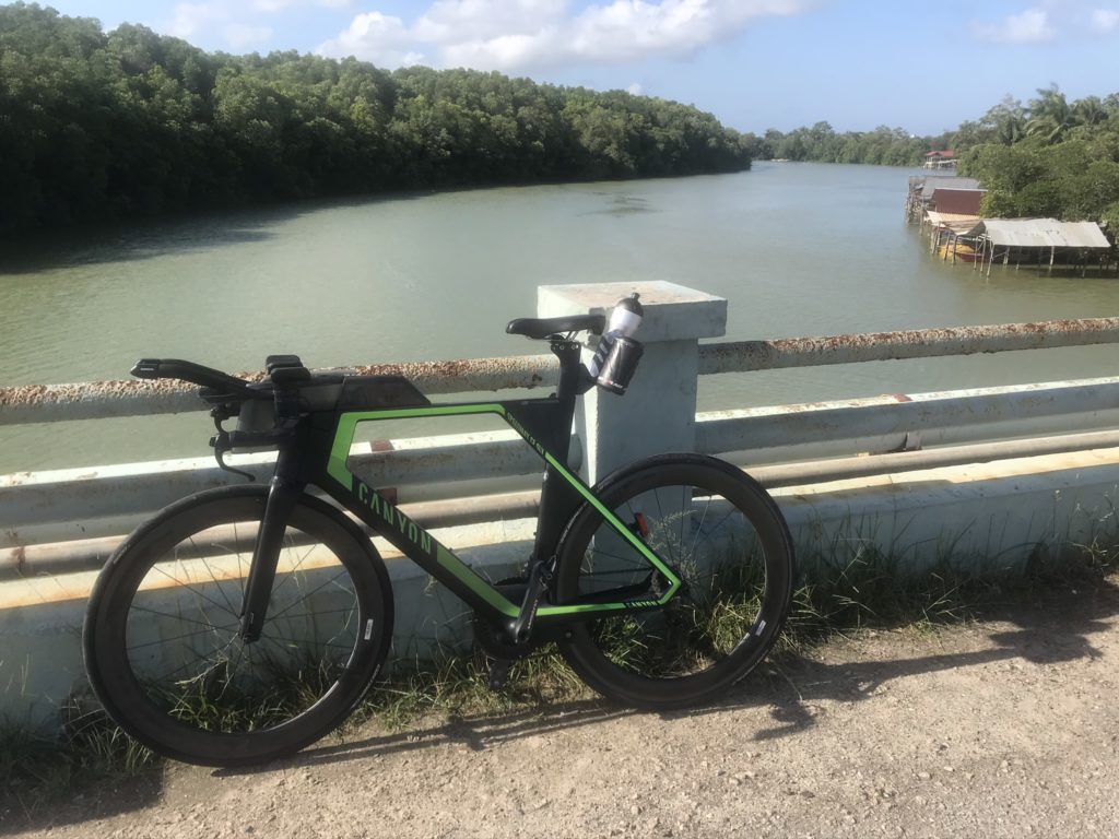 Triathlon bike on bridge in Desaru, Malaysia