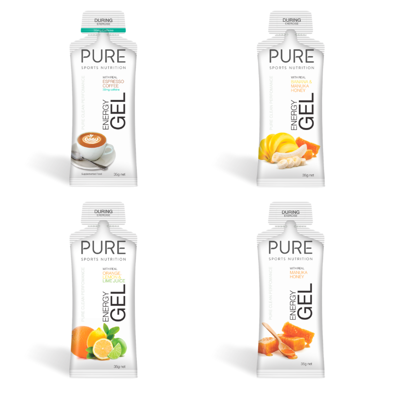 image of four pure energy gels