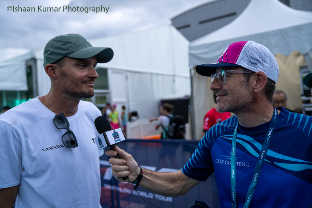 Andrew from IronmanHacks interviewing triathlon legend Jan Frodeno